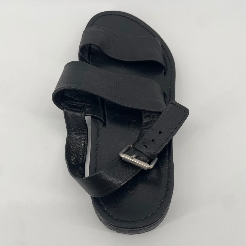 Donald J Pliner Mane 01 Sandals Mens 8 Black Leather Slingback Italian Made